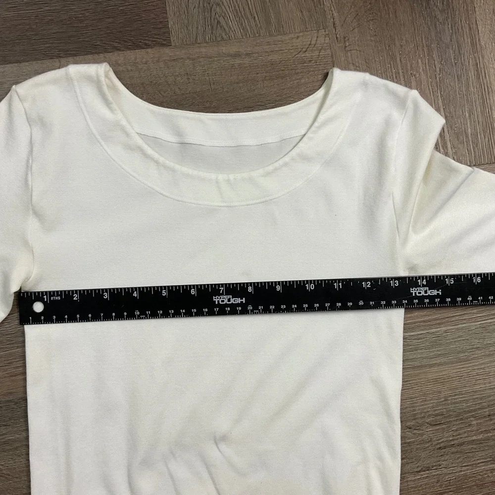 Vintage Wolford Half Sleeve Scoop Neck Bodysuit Womens Medium White Austria - Picture 5 of 7